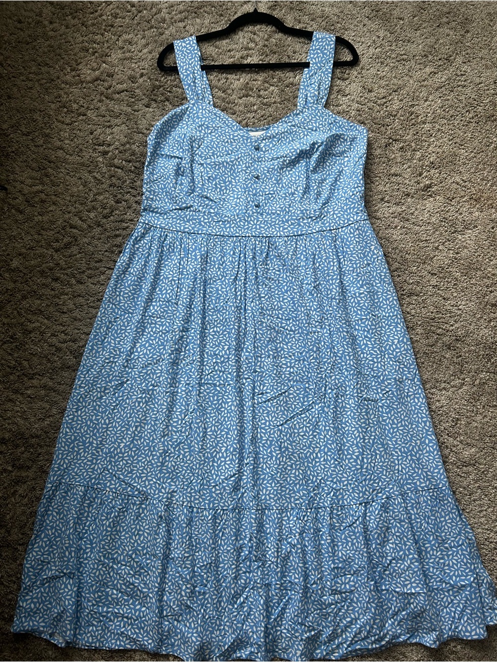 Ava & Viv Light Blue Floral Midi Dress with Wide Straps